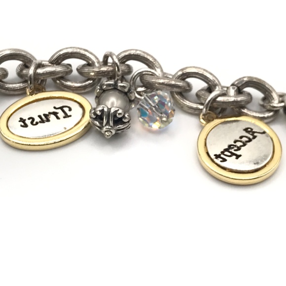 Brighton Charm Bracelet Love Heals Chunky Heart Trust Crystals Boho 8.5" - Picture 10 of 15